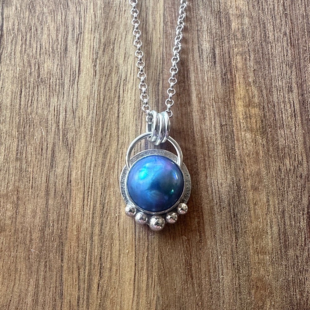 Blue Pearl Pendant Necklace